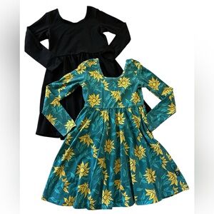 RAGS Floral Long Sleeve Girls Swing Dress & Stella Blk swing Dress Size 7/8